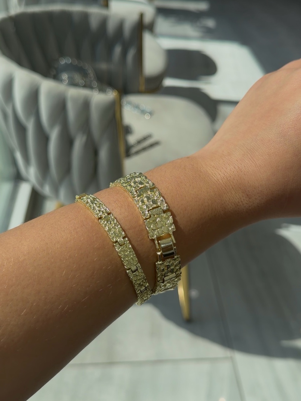 15 mm gold nugget bracelet